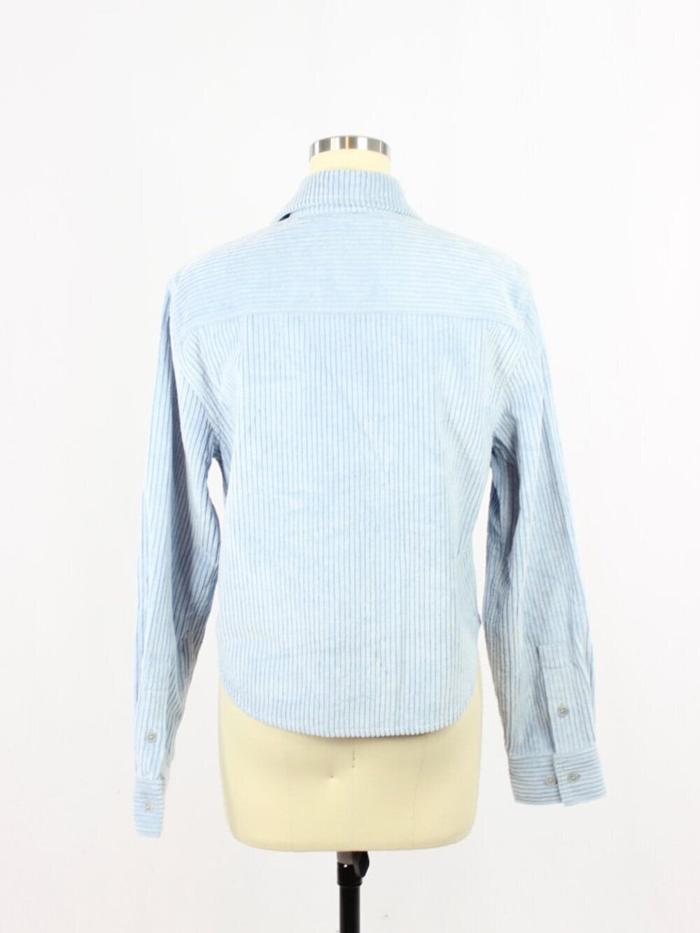 Aritzia SUNDAY BEST Dune Blue Cotton Corduroy Cropped Button Down Shirt, Size XS - Picture 3 of 11